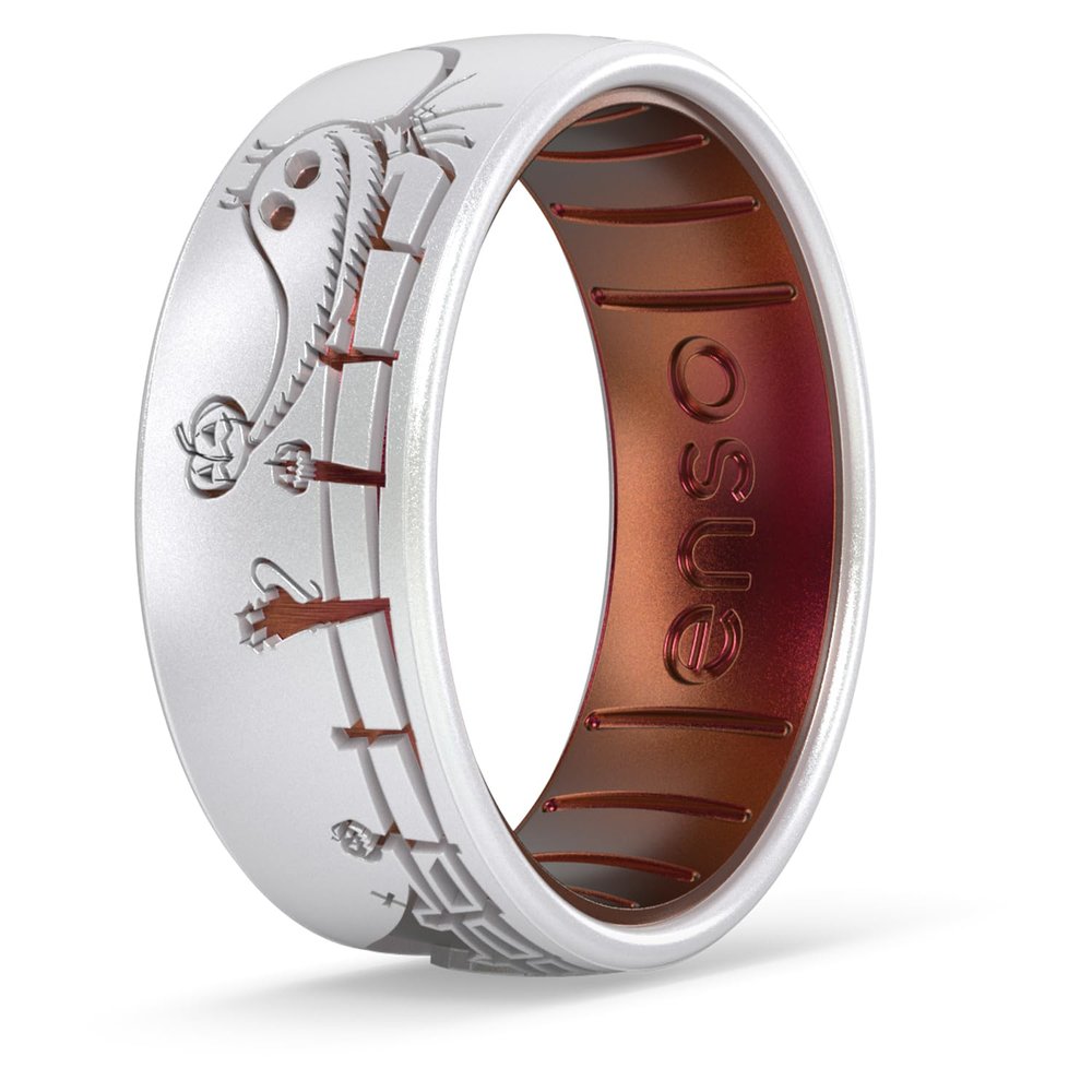 Enso Rings Nightmare Before Christmas Silicone Ring - Comfortable and Flexible Design - Zero's Playground - Pearl/Poseidon - Size 9