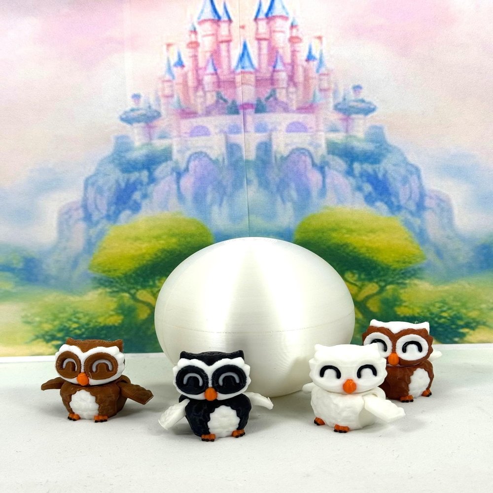 4 pcs Mini Owls with Egg, 3D Printed Articulated Fidget Mini, Colorful Owls Fidget Toy, Fidget Toys for Autism/ADHD MO001