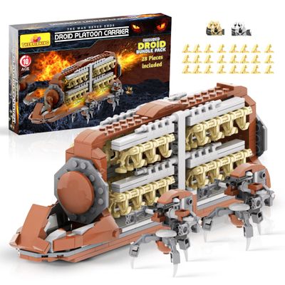 60-Piece Battle Droid Army Platoon Carrier Building Kit | Includes 56 Battle Droids, 2 General Droids & 2 Droidekas | Troop Transport Craft with Action Figures| Building Blocks Set for Star Fans