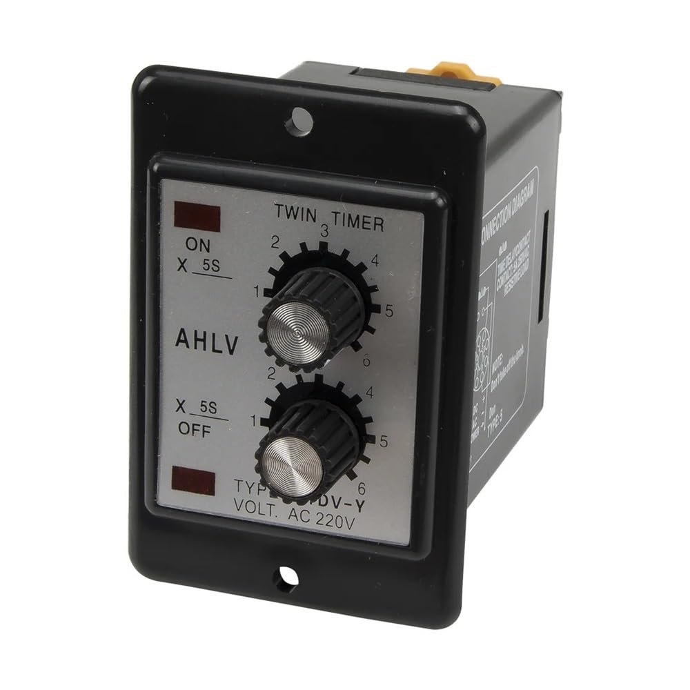 POWTAXBJGD ATDV-Y AC 220V Repeat Cycle SPDT time Relay ATDV Series 220VAC Twin Timer with Base 30s*30s 60s*60s 30min*30min 60min*60min(30min 30min)