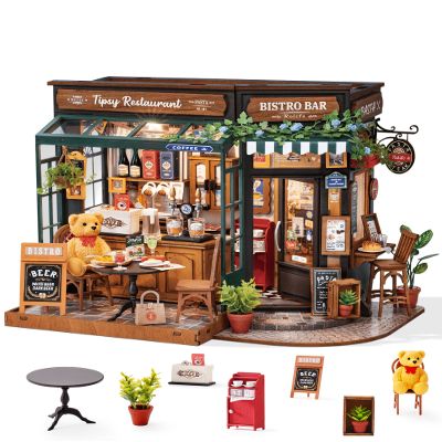 Rolife DIY Miniature House Kit for Adults, Mini Wooden Dollhouse Kit, Bakery Tiny House Diorama Building Kits-Birthday Christmas Craft Hobbies Gift for Teens Kids (Tipsy Restaurant)