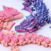 10.6inches 3D Printed Rose Dragon, Hinged Dragon, Creative Ornaments, Adults Fidget Toys for Autism ADHD (Blue and Green Gradient) view 3