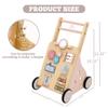 Tltaroni Wooden Baby Walker, Baby Push Walker with Wheels Multiple Learning Activity Center Baby Walker Adjustable Height and Speed for Girls Ages 9+ Months, Pink view 2