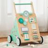 Tltaroni Baby Walker with Wheels, Wooden Baby Walker Push Toy Adjustable Height and Speed Montessori Walker Multiple Learning Activity Walker for Boys Ages 9+ Months, Green view 1