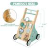 Tltaroni Baby Walker with Wheels, Wooden Baby Walker Push Toy Adjustable Height and Speed Montessori Walker Multiple Learning Activity Walker for Boys Ages 9+ Months, Green view 2