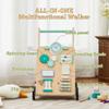 Tltaroni Baby Walker with Wheels, Wooden Baby Walker Push Toy Adjustable Height and Speed Montessori Walker Multiple Learning Activity Walker for Boys Ages 9+ Months, Green view 3