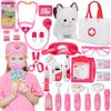 33Pcs Pet Doctor Kit for Toddlers - Dress Up Costume & Pretend Doctor Play Set with Cat Toy, Stethoscope, Portable Pet Vet Roleplay Toy, Christmas Birthday Gifts for Ages 3 4 5 6-8 Year Old Boys Girls view 1
