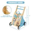 Tltaroni Baby Walker with Activity Center, Wooden Walker Toddler Push Walker Adjustable Height and Speed Montessori Walker Toy for Boys Girls Ages 9+ Months, Blue view 2