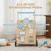 Tltaroni Baby Walker with Activity Center, Wooden Walker Toddler Push Walker Adjustable Height and Speed Montessori Walker Toy for Boys Girls Ages 9+ Months, Blue view 3