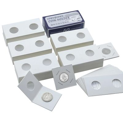 250 Pieces 2" x 2" Cardboard Coin Flips Coin Holders Mylar Coin Flips for Colletors Coin Collection Supplies for Quarter (25mm)