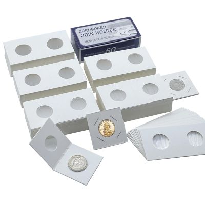250 Pieces 2" x 2" Cardboard Coin Flips Coin Holders Mylar Coin Flips for Colletors Coin Collection Supplies for Small Dollar (27.5mm)