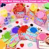 24 Pack Valentines Butter Slime Kit Stress Relief Toys Valentines Day Gifts for Kids with Cards School Classroom Colorful Soft Fruit Stretchy Slime Prefilled Goodie Bag Exchange Gift Party Favors view 4