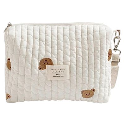Stroller Organizer Stroller Caddy Cute Bear Pattern Cotton Zipper Closure Stroller Diaper Bag 8.7x3.5x6.3in Universal Stroller Organizer for Napkin, Milk Bottle, Toys