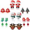 DEVIENG Christmas Clip on Earrings Gift for Kids Teen Girls Hypoallergenic 7 Pairs Sets Optional, Little Girl Cute Christmas Tree Santa Snowman Stockings Elk Small Clip in Earrings Jewelry Gifts view 1
