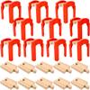 20 Pack Wooden Train Track Bridge Accessories Include 10 Red Bridge Support 10 Small Straight Track Wood Railway Train Track Bulk Compatible with Most Train Tracks view 1