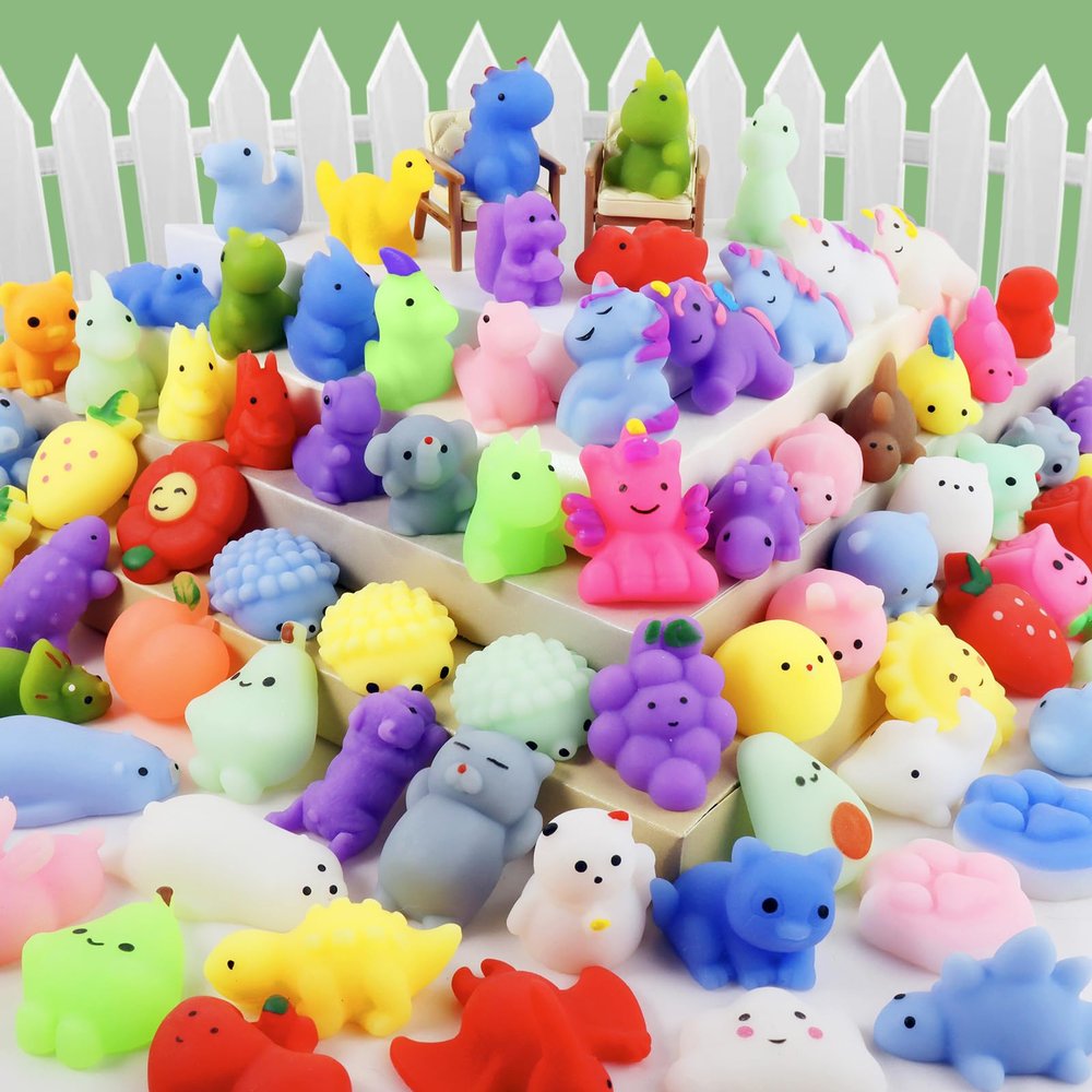 200Pcs Mochi Squishy Toys, Mini Kawaii Squishies Stress Relief Fidget Toys Bulk for Kids Party Favors, Birthday Gifts, Easter Egg Fillers, Valentines Goodie Bags ,Christmas Stocking Stuffers
