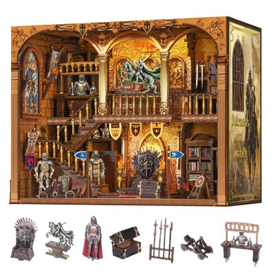 NookMaster Miniature Book Nook Kit - DIY Tiny House with LED Light and Type-C Port,Ideal Craft Gift for Adults & Teens,Beautiful Bookshelf Dcor for All Occasions