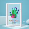 Family Handprint Kit DIY Craft Keepsake Wooden Frame Non Toxic Paints Transparent Sheets Perfect for Handprints Prints and Footprints Endless Present Set for New Parents and Family Memories (White) view 2