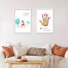 Family Handprint Kit DIY Craft Keepsake Wooden Frame Non Toxic Paints Transparent Sheets Perfect for Handprints Prints and Footprints Endless Present Set for New Parents and Family Memories (White) view 4