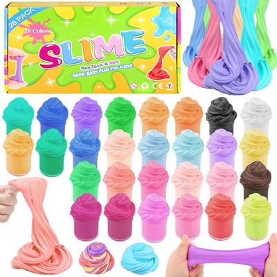 24 Pack Valentine's Day Cards with Butter Slime Toys, Valentines Gifts for Kids 24 Soft and Stretchy Slime, Stress Relief Toys Classroom Exchange Gifts, School Game Prizes Party Favor