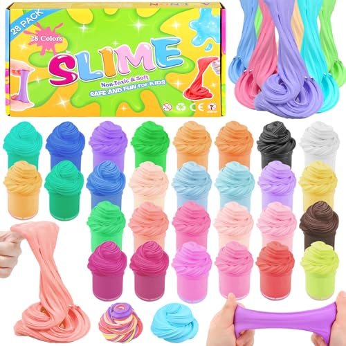 24 Pack Valentine's Day Cards with Butter Slime Toys, Valentines Gifts for Kids 24 Soft and Stretchy Slime, Stress Relief Toys Classroom Exchange Gifts, School Game Prizes Party Favor