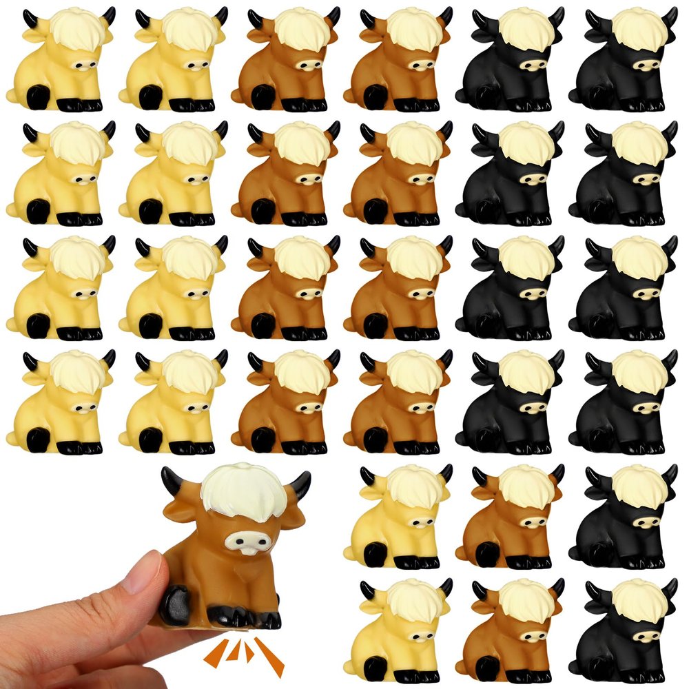 30 Pack Highland Cow Rubber Duck, Squeak and Floating Water Squirting Bath Toys Highland Cow Party Favors for Shower Birthday Gifts Party Gifts