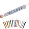 Custom Boho Pacifier Clip Holder with Embroidered Name  A Perfect Personalized Baby Baptism Gifts in Eco-Friendly Bamboo! (Gray) view 1