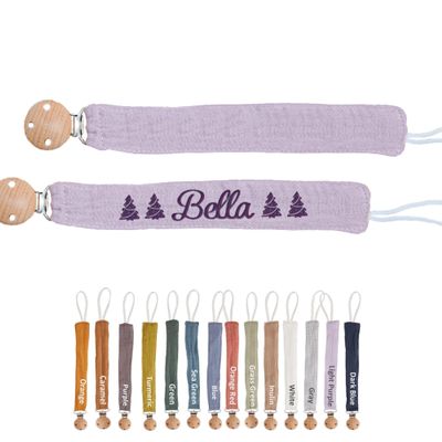 Personalized Bamboo Pacifier Clip with Custom Name Embroidery  Unique and Stylish Baby Baptism Gifts! (Light Purple)