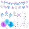 28pcs Winter Snowflake Hanging Swirls Decorations, Frozen Birthday Party Decorations Snowflake Hanging Swirls Decoration Snowflakes Garland Banner for Winter Wonderland Frozen Baby Shower Decorations view 2