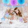 28pcs Winter Snowflake Hanging Swirls Decorations, Frozen Birthday Party Decorations Snowflake Hanging Swirls Decoration Snowflakes Garland Banner for Winter Wonderland Frozen Baby Shower Decorations view 3
