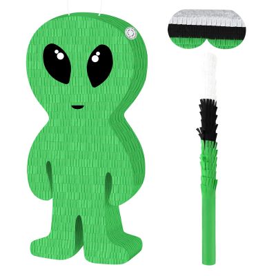 Alien Pinata with Pinata Stick & Hanging Loop Space Alien pinata for Boys and Girls Happy Birthday Decoration Spaceship Themed Party Decoration