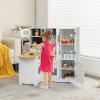 MAT EXPERT Corner Kids Kitchen Playset, Wooden Toy Kitchen with Microwave, Range Hood, Sounds, Refrigerator for Toddlers, Little Chef Pretend Play Kitchen, Gift for Boys and Girls view 2