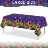 12 Pack Mardi Gras Tablecloth, Masquerade Dancing Party Tablecloth Decorations, Plastic Purple Table Cover Backdrop for Mardi Gras Carnival Party Supplies and Decors, 54 x 108 Inch view 2