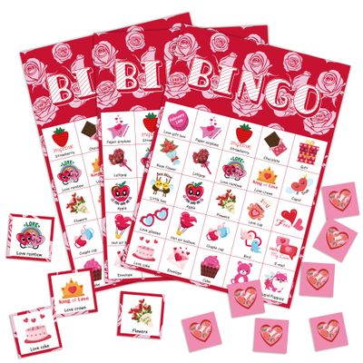 OHOME Valentines Crafts for Kids - Valentines Bingo Cards - Kids Gifts for School Classroom | 24 Players Valentines Day Accessories Party Favors - Valentine Toys Games for Boy Girl