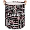 SPYORBKX Custom Laundry Basket with Name, Personalized Baby Laundry Hamper for Bedroom Bathroom, Round Storage Basket with Handle for Men Women Black White Pink view 1