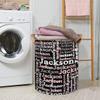 SPYORBKX Custom Laundry Basket with Name, Personalized Baby Laundry Hamper for Bedroom Bathroom, Round Storage Basket with Handle for Men Women Black White Pink view 2