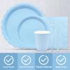 144Pcs Blue Birthday Party Supplies Blue Tableware Set Serve 24 Guests Includes Dinner Plates Cups Napkins For Wedding Baby Shower Birthday Party Decorations view 3