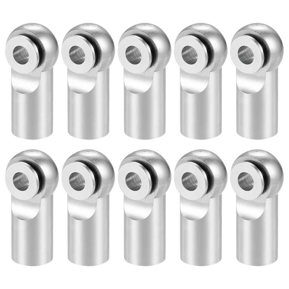 DAIHAOUU 10Pcs Aluminum Alloy M2 M2.5 Rod End Ball Head Joints Holder Tie Right-Hand Screw for RC Model Car Boat Airplane Trucks(M2 Silver)