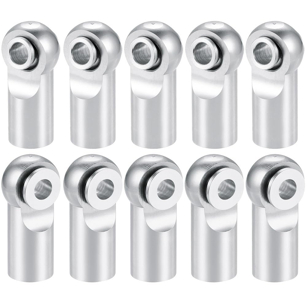 DAIHAOUU 10Pcs Aluminum Alloy M2 M2.5 Rod End Ball Head Joints Holder Tie Right-Hand Screw for RC Model Car Boat Airplane Trucks(M2.5 Silver)