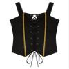 ACSUSS Kids Girls Pirate Costume Gothic Steampunk Vest Sleeveless Lace-up Corset Gold Trim Waistcoat Black 8 Years view 1