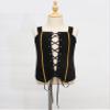 ACSUSS Kids Girls Pirate Costume Gothic Steampunk Vest Sleeveless Lace-up Corset Gold Trim Waistcoat Black 8 Years view 2