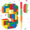 Building Blocks 3rd Birthday Party Decorations Number 3 Pinata with Pinata Stick & Blindfold for Kids Girls Boys Happy Birthday Building Block Theme Party Supplies Carnival Games view 1