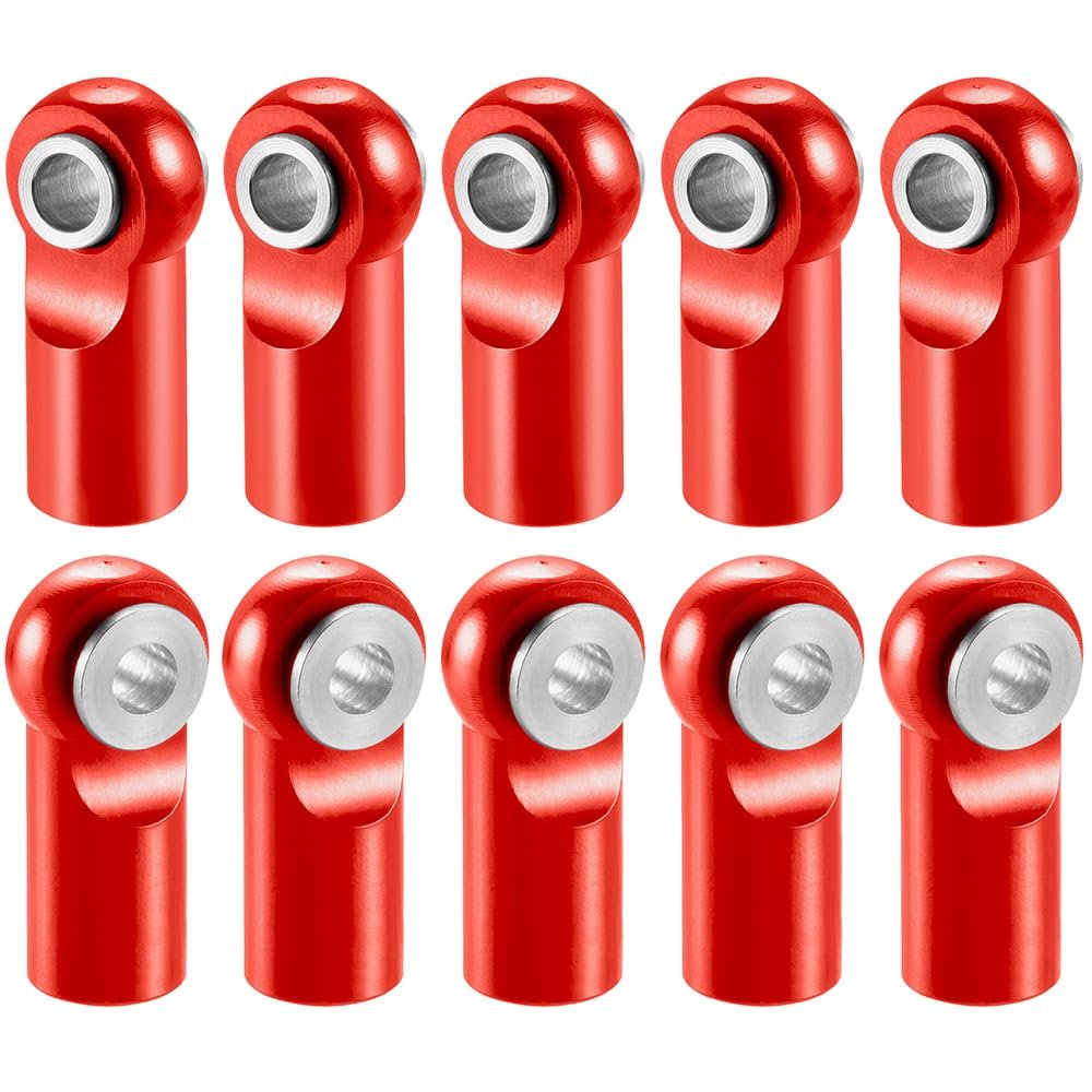 DAIHAOUU 10Pcs Aluminum Alloy M2 M2.5 Rod End Ball Head Joints Holder Tie Right-Hand Screw for RC Model Car Boat Airplane Trucks(M2.5 Red)