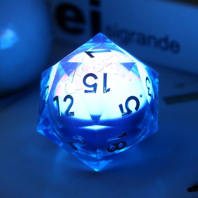 55mm LED D20 Dice,DNDND LED 20 Sided DND Dice with Gorgeous Gift Velvet Pouch for Dungeons and Dragons (Fish)