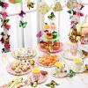 121 Pcs Floral Tea Party Dinnerware Set Include 9 oz Paper Cups and Saucers, Napkins, 3 Tier Cake Stand, Serving Platter, Butterfly Decorations, Flower Banner Tableware for Birthday Wedding view 4