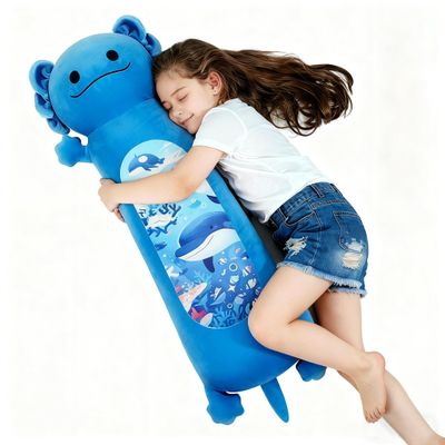 36 inch Long Axolotl Plush Body Pillow, Giant Cute Blue Ocean Axolotl Stuffed Animals, Big Salamander Squishy Soft Plushies Toy, Gifts for Kids Girls and Boys, Birthdays, Halloween, Christmas