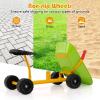 Costzon Kids Wheelbarrow, Children Outdoor Sand Dumper w/Comfy Seat, 4 Wheels, Ergonomic Handle and Heavy Duty Steel Frame, Digging Metal Garden Play Tool for Boys Girls (Light Green) view 3