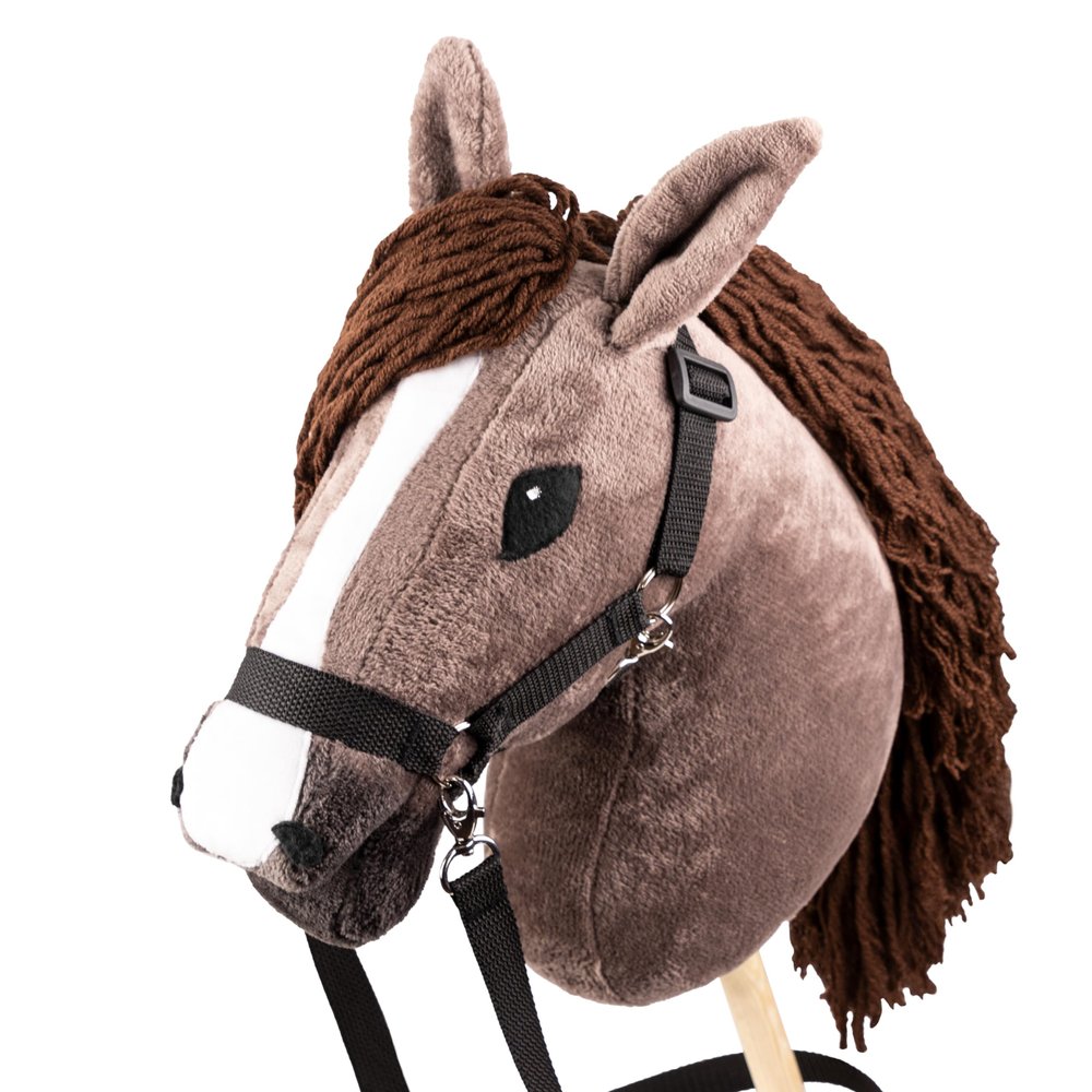 SKIPPI Hobby Horse Chestnut, Halter and Reins Included, Brown Horse on a Stick, Large A3 Size