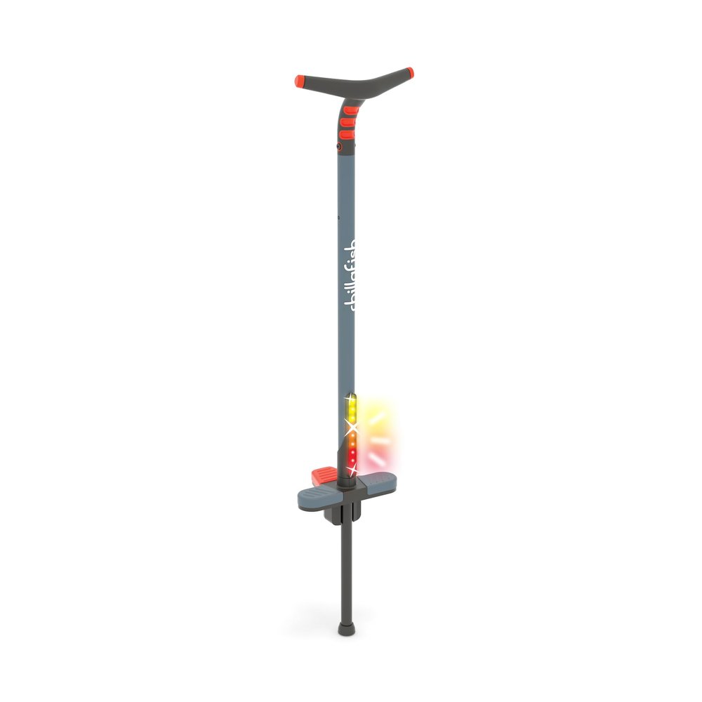 Chillafish Poogi Glow Light-Up Pogo Stick with Centralized Extra Foot Pedal to Balance on One Foot and Versatile Soft-Touch Handgrip for One or Two Hands, Ages 9 and up, Papaya