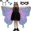 2025 Fairy Wings Cape Halloween Costumes Butterfly Wings for Girl Kids Party Costume with Mask and Antenna Headband view 2